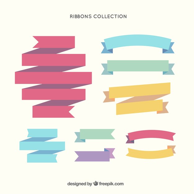 Set of flat ribbons in colors
