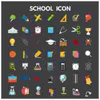 Free vector set of flat school icons