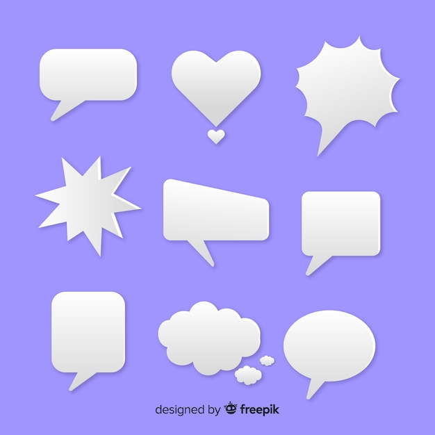 Set of flat speech bubble in paper style