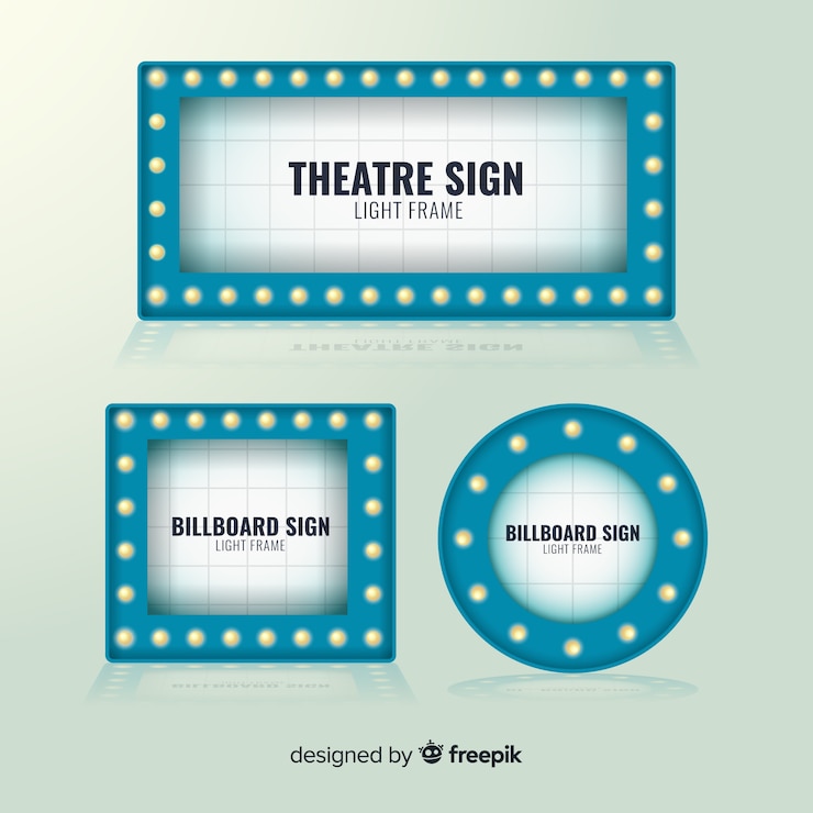 Free Vector set of flat theater sign template