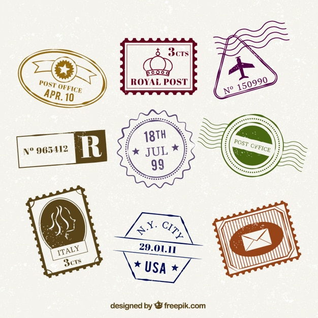 Free vector set of flat trip stamps