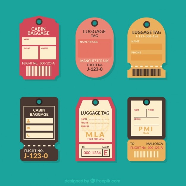 Free vector set of flat vintage travel tags