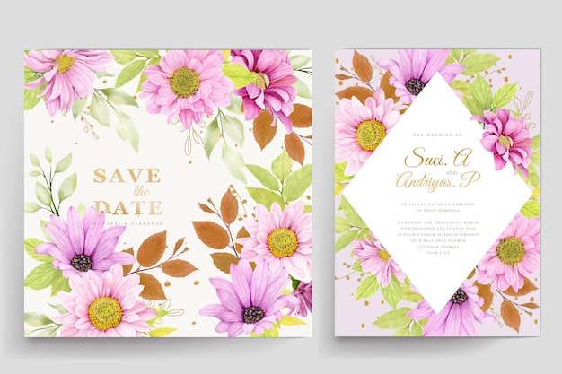 Free vector a set of floral brochures for the wedding of the week