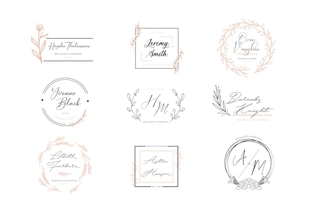 set of floral elegant logos