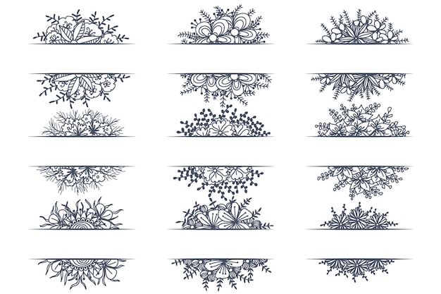 Free vector set of floral vintage decorative ornament borders and corner dividers