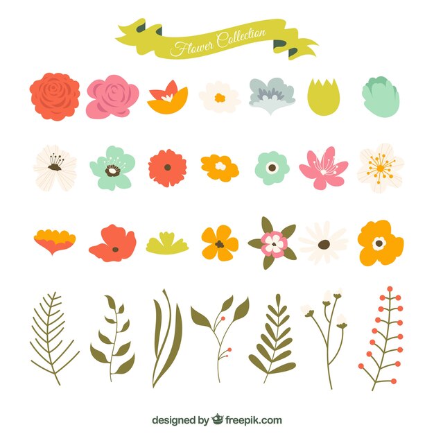 Set of flowers in flat style