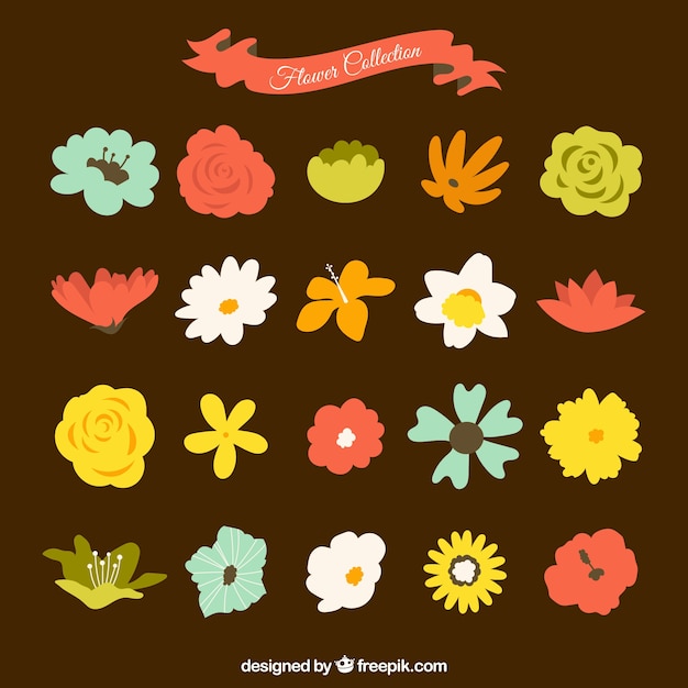 Set of flowers in flat style