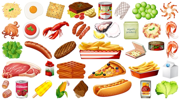 Free Vector set of food isolated