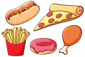 Free vector set of food on white background