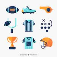 Free vector set of football flat elements