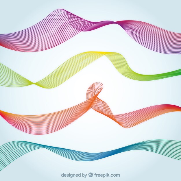 Set of four abstracts waves with different colors