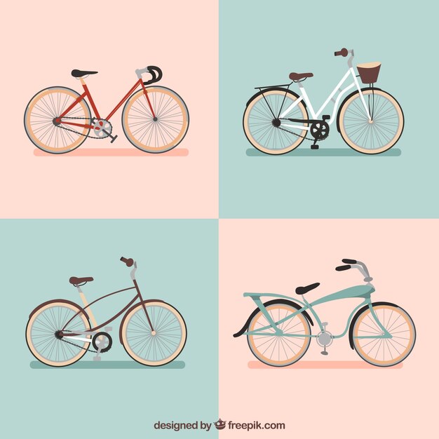4つの美しい自転車のセット
