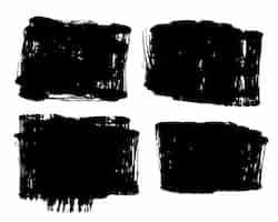 Free vector set of four black grunge distressed dirty style