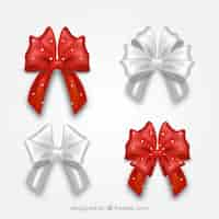 Free vector set of four bows in realistic style