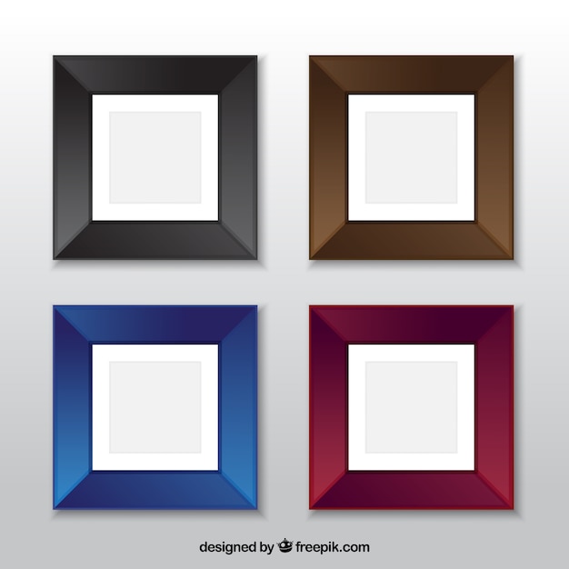 Set of four colored square frames