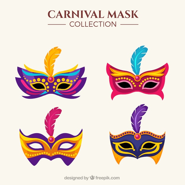 Set of four colorful masks