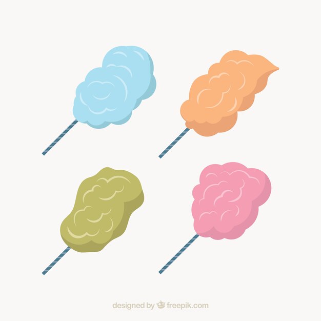 Free vector set of four cotton candy