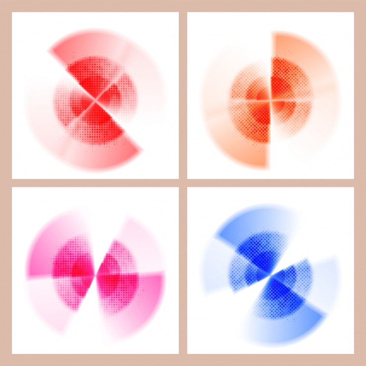 Free Vector  set of four creative abstract elements in different colors. 