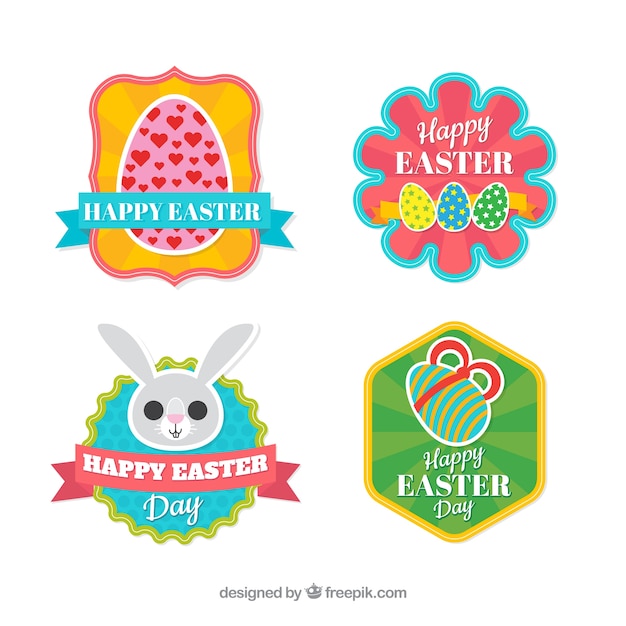 Free vector set of four creative easter badges