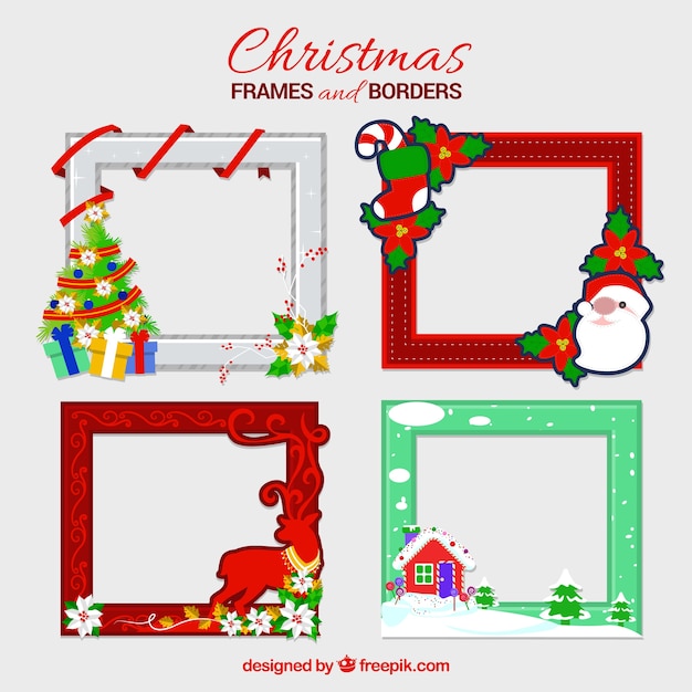 Set of four decorative christmas frames