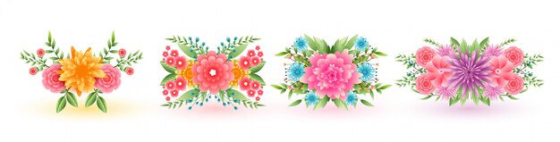 Set of four decorative flowers