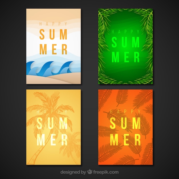 Free vector set of four decorative summer cards