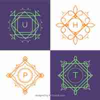 Free vector set of four elegant monograms