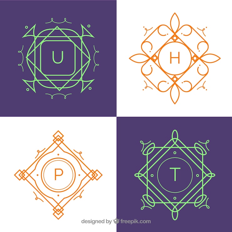 मुफ़्त वेक्टर set of four elegant monograms