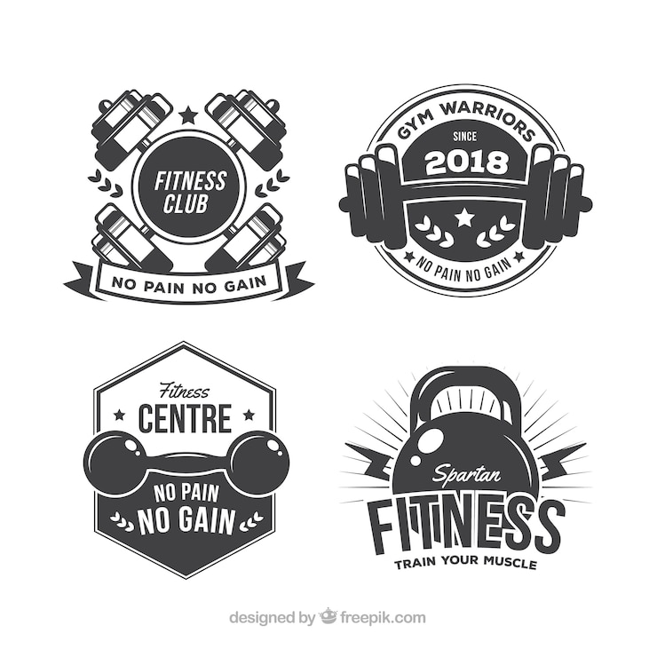 Free Vector set of four fitness labels