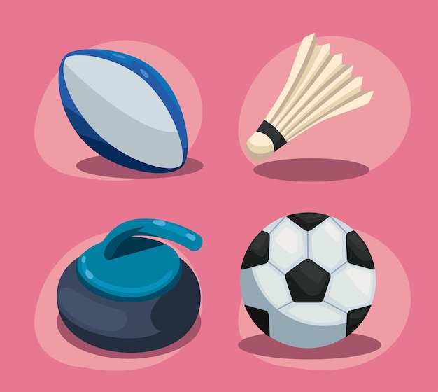 Free vector set of four flat sport balls