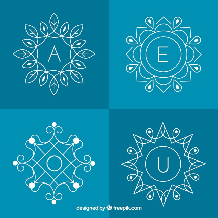 मुफ़्त वेक्टर set of four floral monograms