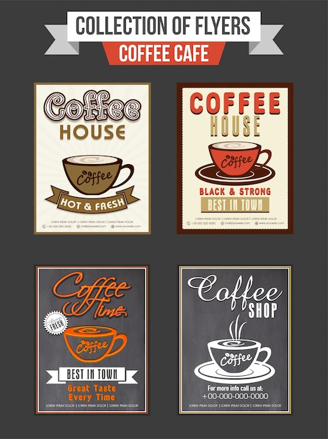  Set of four flyers or templates design for Coffee Shop