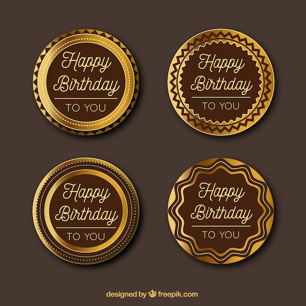 Set of four golden birthday stickers