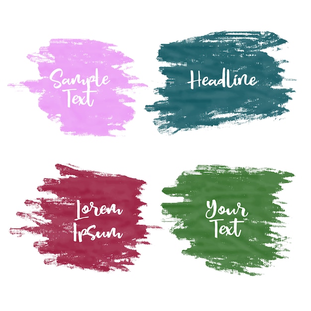 set of four greunge watercolor paint stroke grunge banners