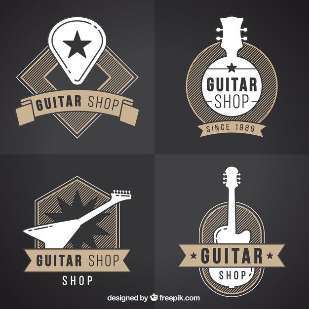 4つのギターのロゴのセット