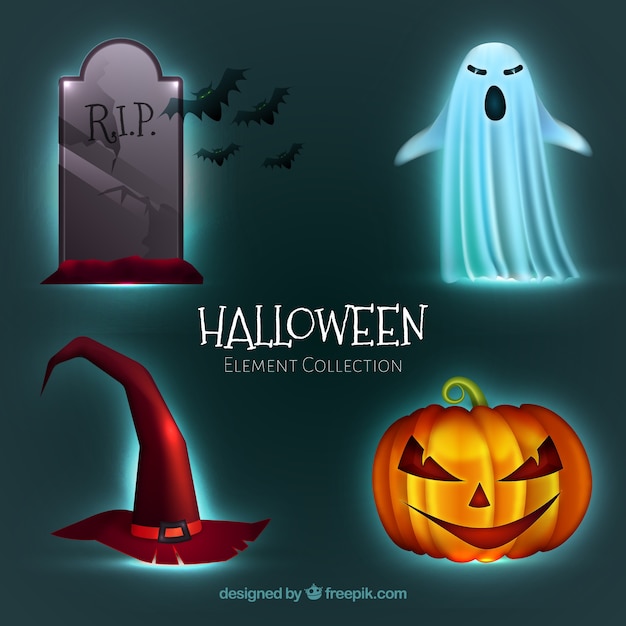 Set of four halloween elements