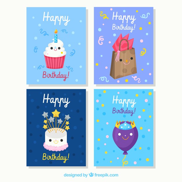 Набор из четырех открыток на день рождения