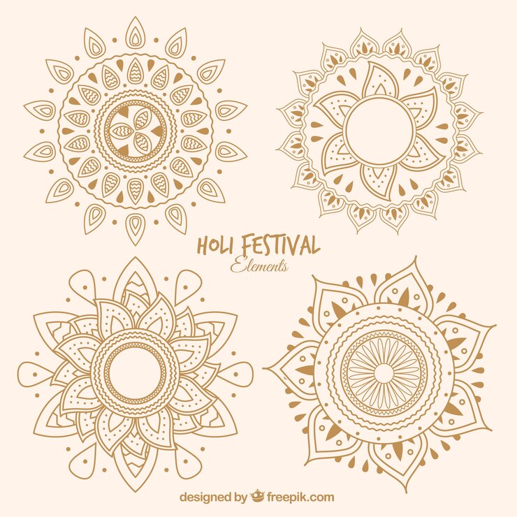Free Vector set of four hand drawn mandalas