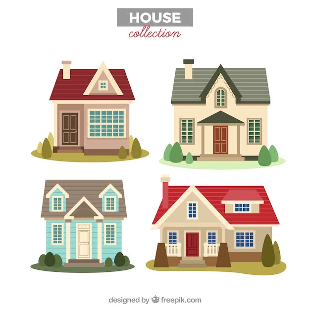 Set of four houses