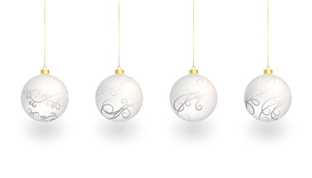 Vettore gratuito set di quattro palline di natale isolate per il design della decorazione natalizia