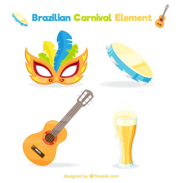 Set of four items ready for brazilian carnival