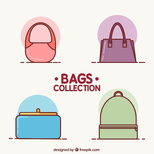 Vettore gratuito set di quattro borse minimalista