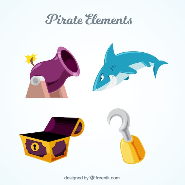Set of four pirate items