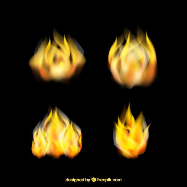 Free vector set of four realistic flames