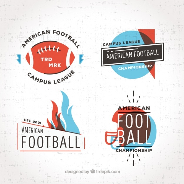 Free vector set of four retro american football stickers