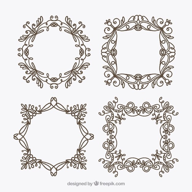 Set of four retro ornamental frames