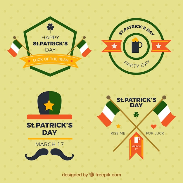 Set of four saint patrick's day badges