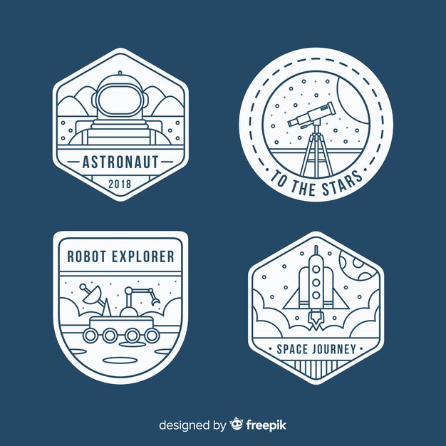 Set of four space badges