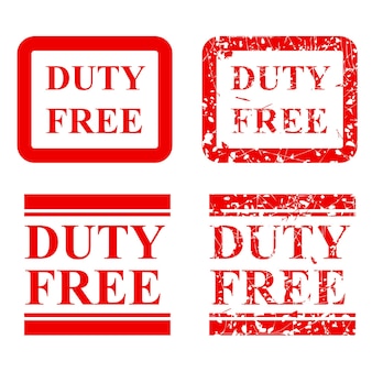 Set four style rubber stamp effect duty free isolated on white