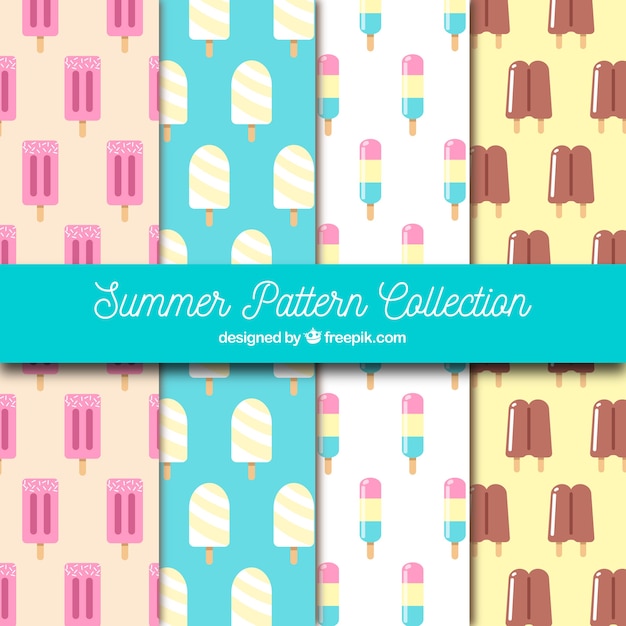 Set of four summer patterns with ice creams